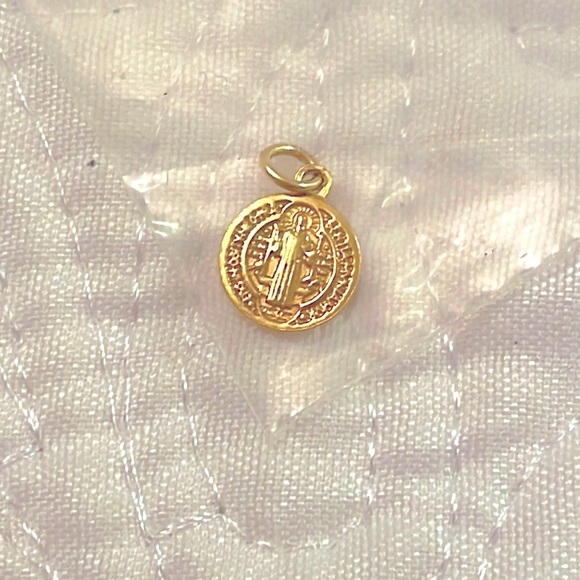 Tiny 18k gold charm - sterling silver, gold plated (not solid gold) religious - Picture 2 of 5